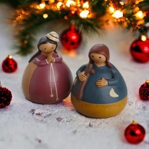 Roly-Poly Nativity, Ceramic Peru 2 pcs set
